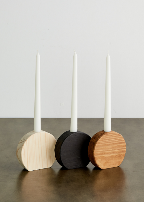 Circular Natural Wood Taper Candle Holder Décor TriadCommerceInc