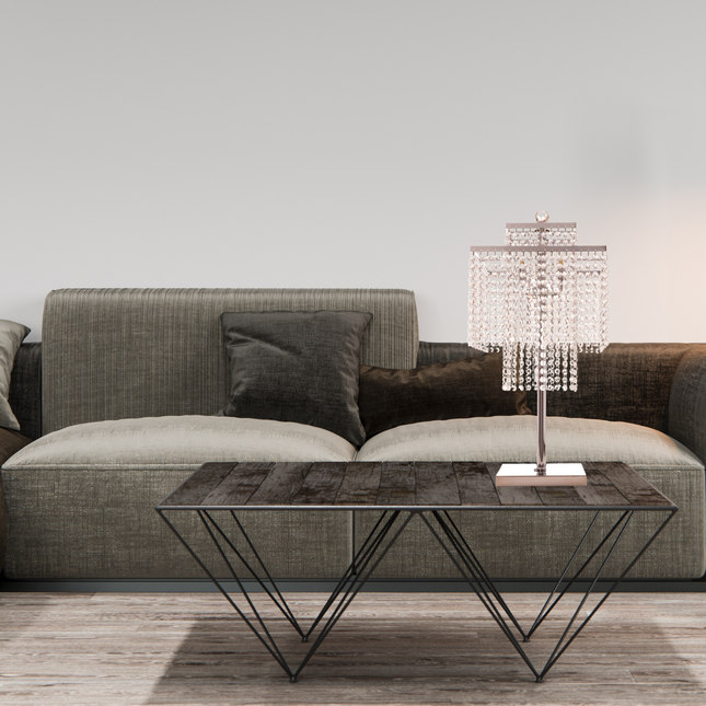 Square Crystal Double Crown Table Lamp Chrome Decor Home Decor > Lighting > Lamp > Table Lamps TriadCommerceInc