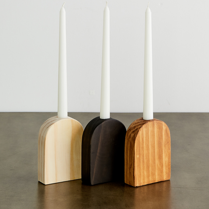 Arch Wooden Taper Candle Holder Décor TriadCommerceInc
