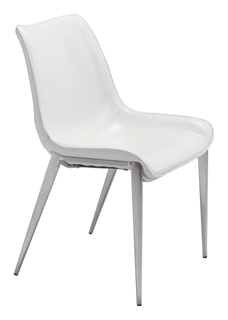 Magnus Dining Chair (Set of 2) White & Silver Chairs TriadCommerceInc Default Title  