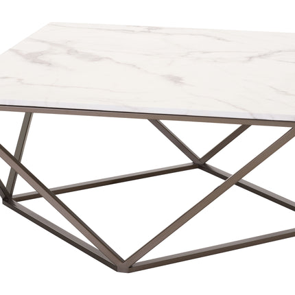 Tintern Coffee Table White & Antique Bronze Coffee Tables TriadCommerceInc   