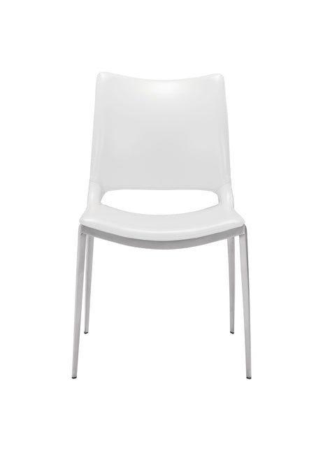 Ace Dining Chair (Set of 2) White & Silver Chairs TriadCommerceInc   