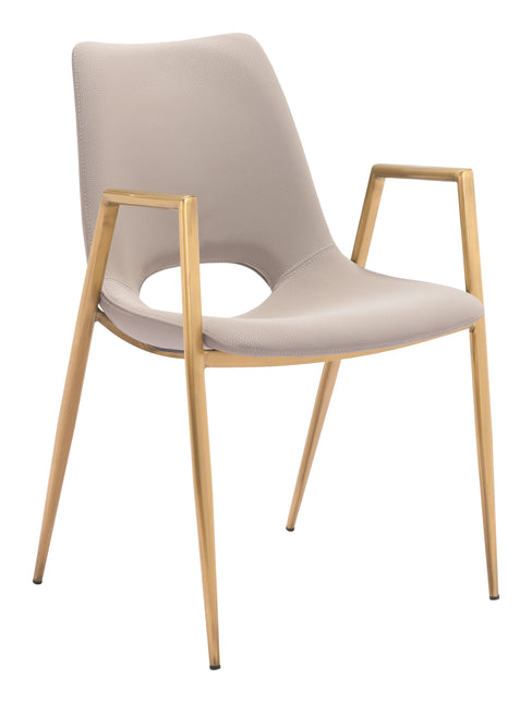 Desi Dining Chair (Set of 2) Beige & Gold Chairs TriadCommerceInc Default Title  
