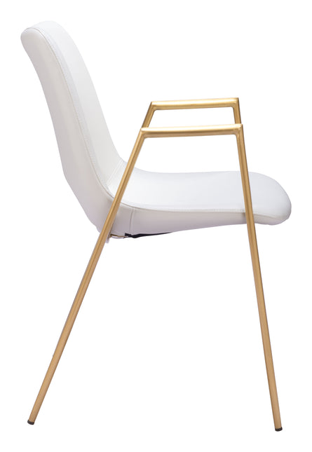 Desi Dining Chair (Set of 2) White & Gold Chairs TriadCommerceInc   