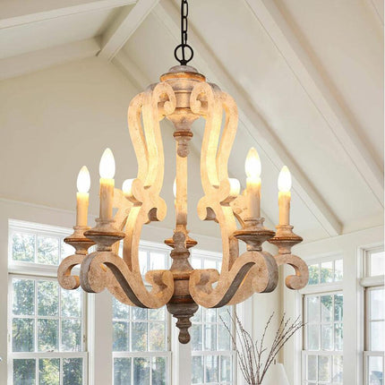 Farmhouse 5-Lights Antique Wooden Candle Chandelier Home Decor > Lighting > Ceiling Lights > Chandelier TriadCommerceInc