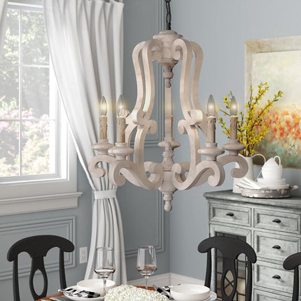 Farmhouse 5-Lights Antique Wooden Candle Chandelier Home Decor > Lighting > Ceiling Lights > Chandelier TriadCommerceInc