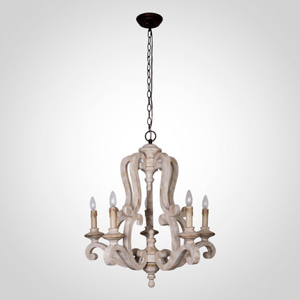 Farmhouse 5-Lights Antique Wooden Candle Chandelier Home Decor > Lighting > Ceiling Lights > Chandelier TriadCommerceInc