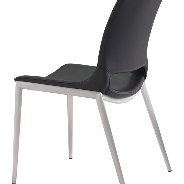 Ace Dining Chair (Set of 2) Black & Silver Chairs TriadCommerceInc   