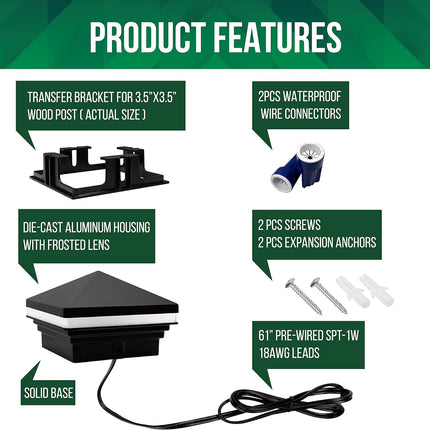 CPL02 LED Pyramid Outdoor Post Cap Light Post Light TriadCommerceInc