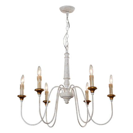 6-Light French Country Candle-Style Chandelier Distressed Home Decor > Lighting > Ceiling Lights > Chandelier TriadCommerceInc White