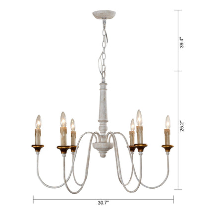 6-Light French Country Candle-Style Chandelier Distressed Home Decor > Lighting > Ceiling Lights > Chandelier TriadCommerceInc
