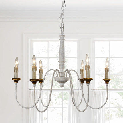 6-Light French Country Candle-Style Chandelier Distressed Home Decor > Lighting > Ceiling Lights > Chandelier TriadCommerceInc