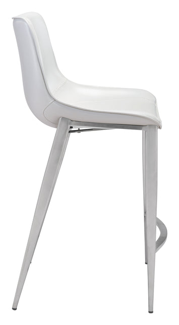 Magnus Counter Stool (Set of 2) White & Silver Counter Stools TriadCommerceInc   