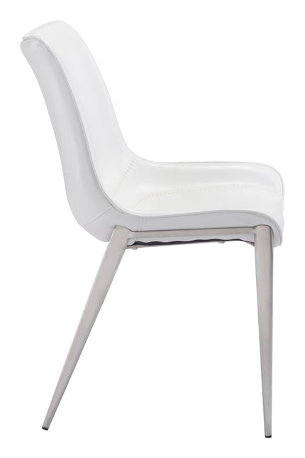 Magnus Dining Chair (Set of 2) White & Silver Chairs TriadCommerceInc   