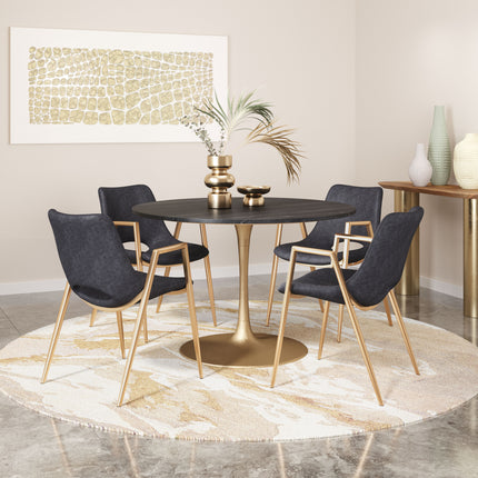 Desi Dining Chair (Set of 2) Black & Gold Chairs TriadCommerceInc   