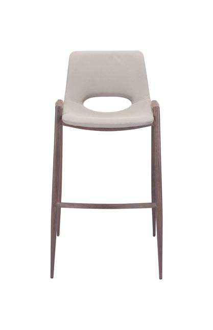 Desi Barstool (Set of 2) Beige & Walnut Barstools TriadCommerceInc   