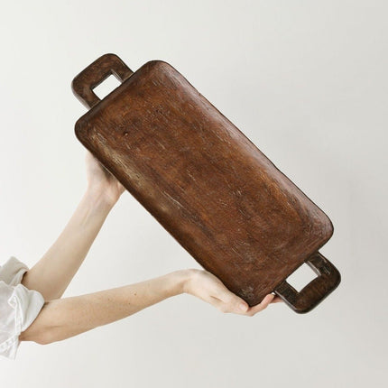 Bamenda Brown Rectangle Wood Serving Tray Décor TriadCommerceInc