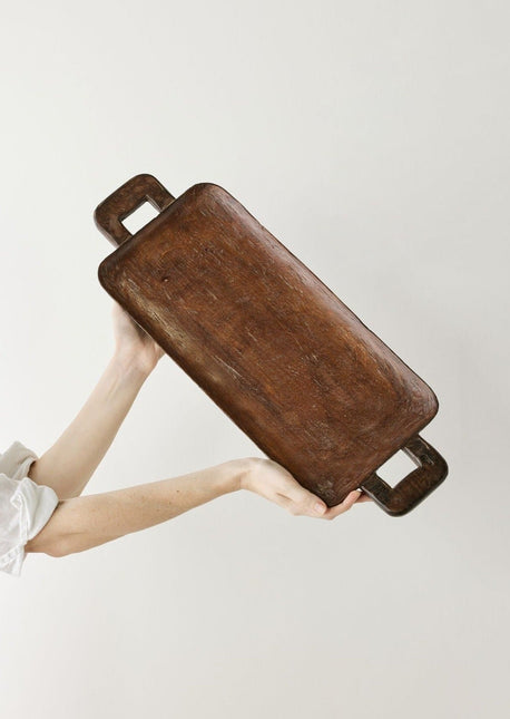 Bamenda Brown Rectangle Wood Serving Tray Décor TriadCommerceInc