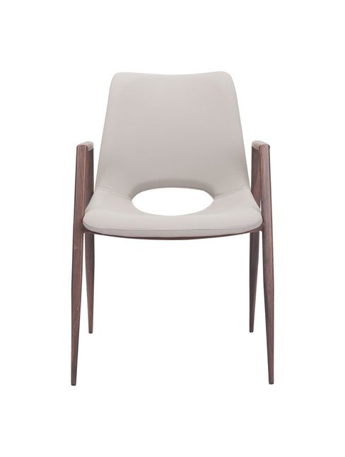 Desi Dining Chair (Set of 2) Beige & Walnut Chairs TriadCommerceInc   