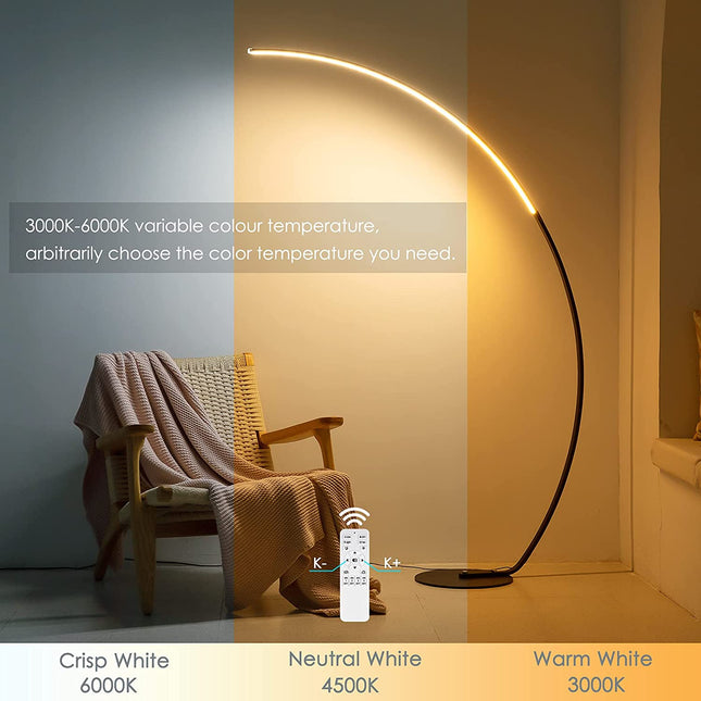 RGBW Modern Curved Floor Lamp | Color-Changing LED Mood Light for Living Room or Bedroom Floor Lamps TriadCommerceInc