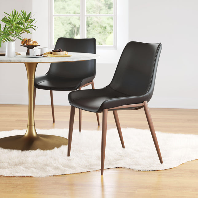 Magnus Dining Chair (Set of 2) Black & Walnut Chairs TriadCommerceInc   