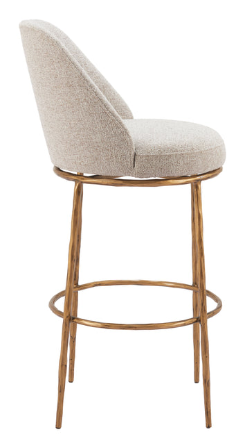 Nordhavn Swivel Barstool Beige & Gold Barstools TriadCommerceInc   