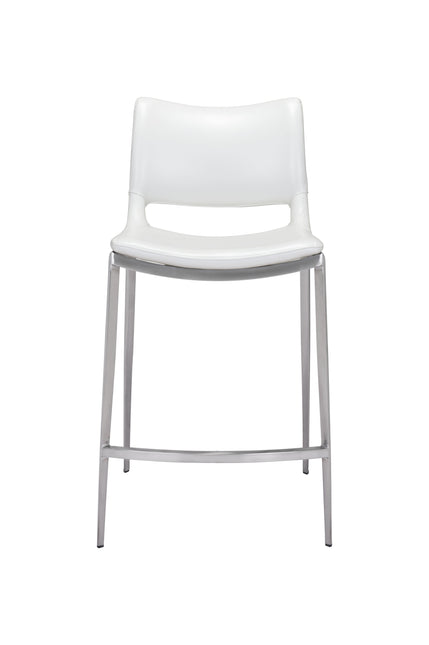 Ace Counter Stool (Set of 2) White & Silver Counter Stools TriadCommerceInc   