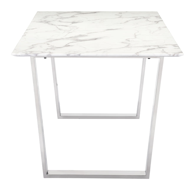 Atlas Dining Table White & Silver Tables TriadCommerceInc   