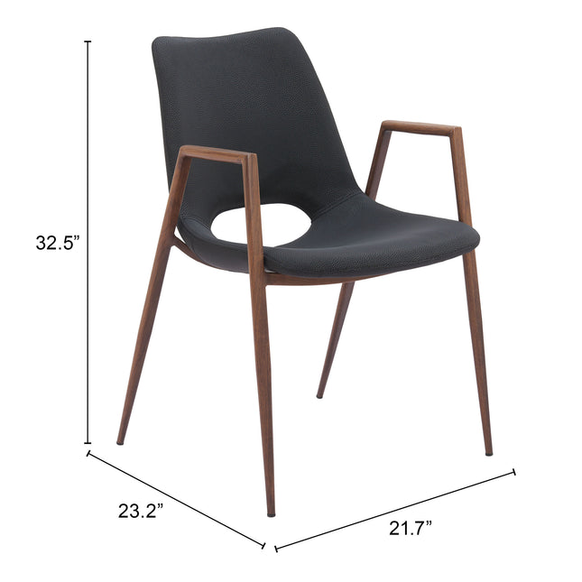 Desi Dining Chair (Set of 2) Black & Walnut Chairs TriadCommerceInc   