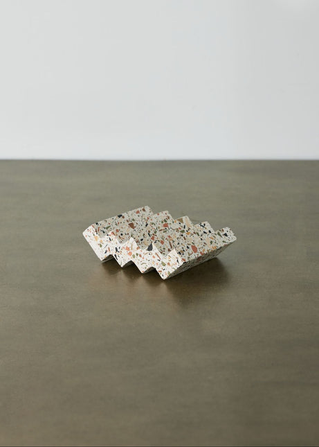 Zig-Zag Neutral Terrazzo Soap Dish Décor TriadCommerceInc