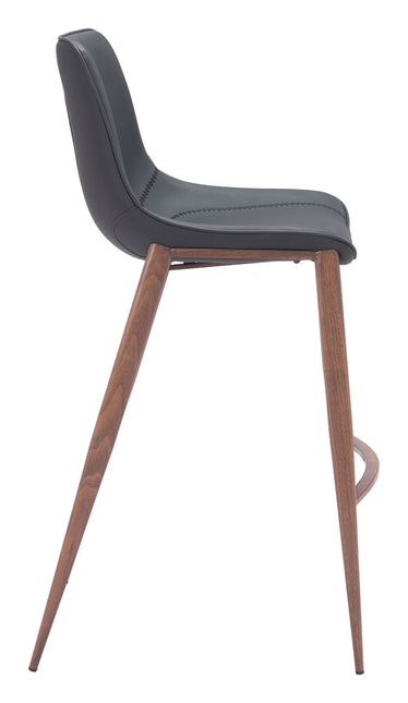 Magnus Barstool (Set of 2) Black & Walnut Barstools TriadCommerceInc   