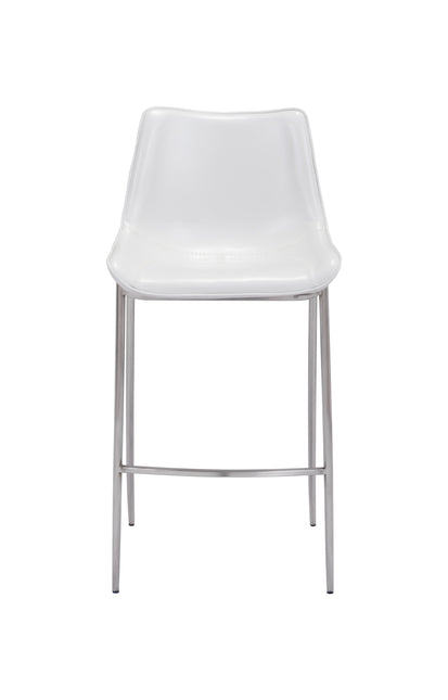 Magnus Barstool (Set of 2) White & Silver Barstools TriadCommerceInc   