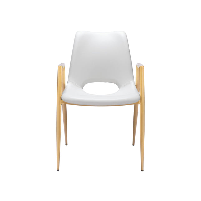 Desi Dining Chair (Set of 2) White & Gold Chairs TriadCommerceInc   