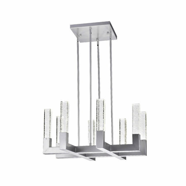 8 Light Square Crystal Dianyi LED Chandelier Silver Chandelier TriadCommerceInc