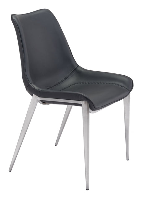 Magnus Dining Chair (Set of 2) Black & Silver Chairs TriadCommerceInc Default Title  