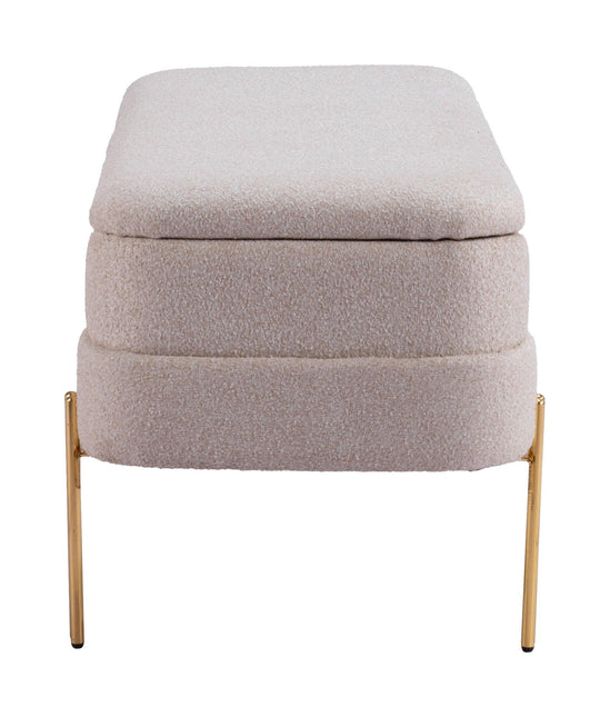 Lebreton Storage Bench Oatmeal Beige Benches TriadCommerceInc   