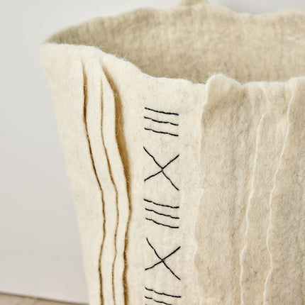 Zulu Hand-Felted Ivory Wool Floor Vase Baskets & Vessels TriadCommerceInc