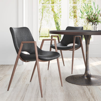 Desi Dining Chair (Set of 2) Black & Walnut Chairs TriadCommerceInc   