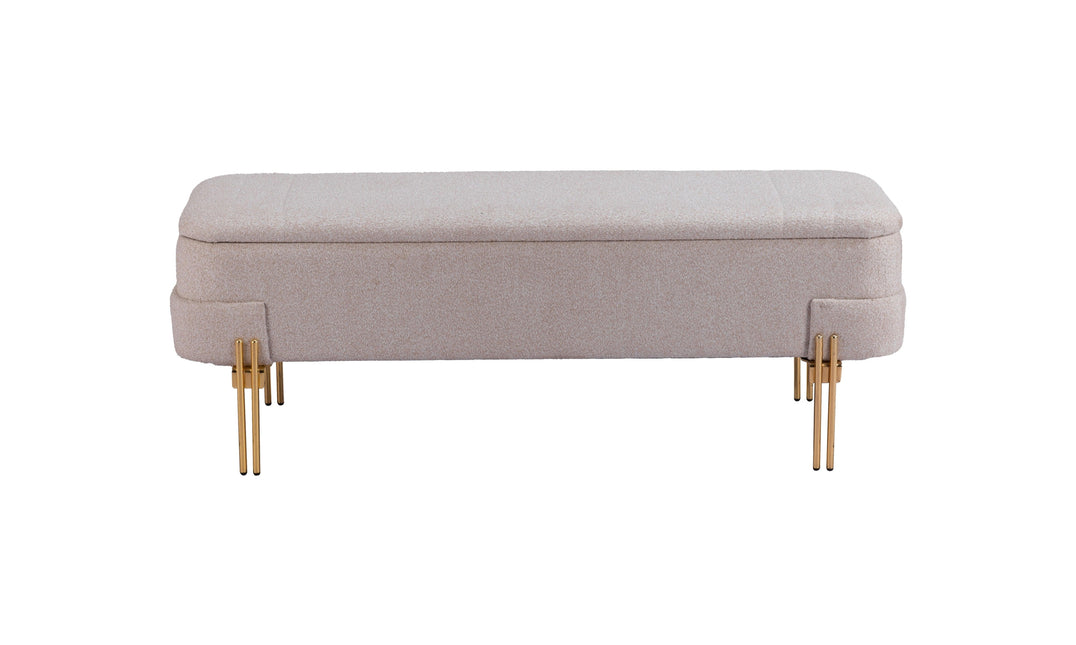 Lebreton Storage Bench Oatmeal Beige Benches TriadCommerceInc   