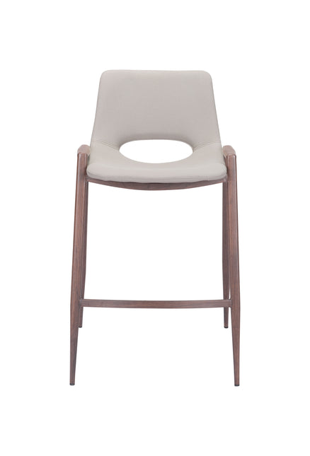 Desi Counter Stool (Set of 2) Beige & Walnut Counter Stools TriadCommerceInc   
