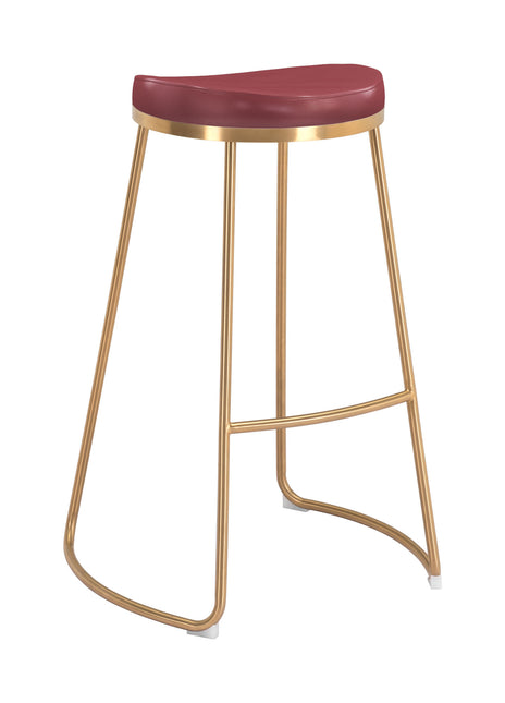 Bree Barstool (Set of 2) Burgundy & Gold Barstools TriadCommerceInc Default Title  
