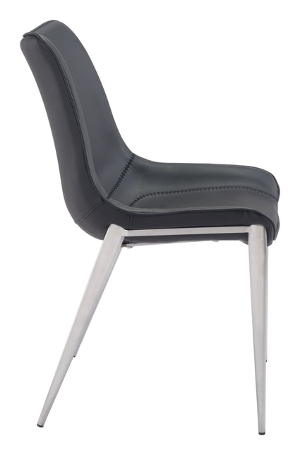 Magnus Dining Chair (Set of 2) Black & Silver Chairs TriadCommerceInc   