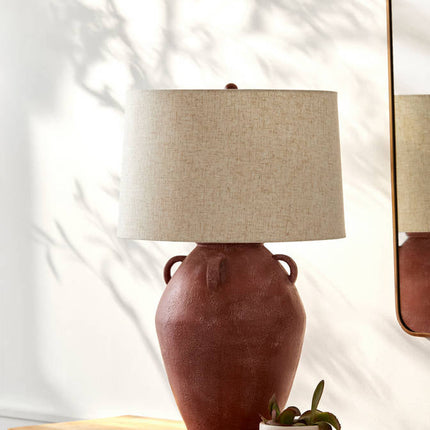 Kabir Global Red/Wheat Table Lamp Home Decor > Lighting > Lamp > Table Lamps TriadCommerceInc
