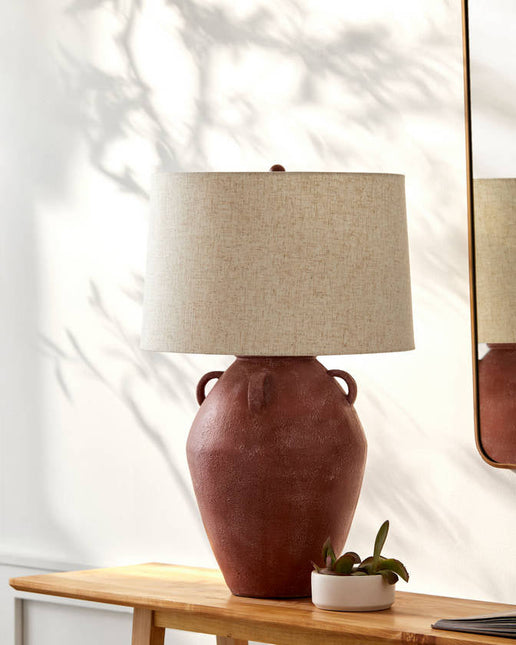 Kabir Global Red/Wheat Table Lamp Home Decor > Lighting > Lamp > Table Lamps TriadCommerceInc