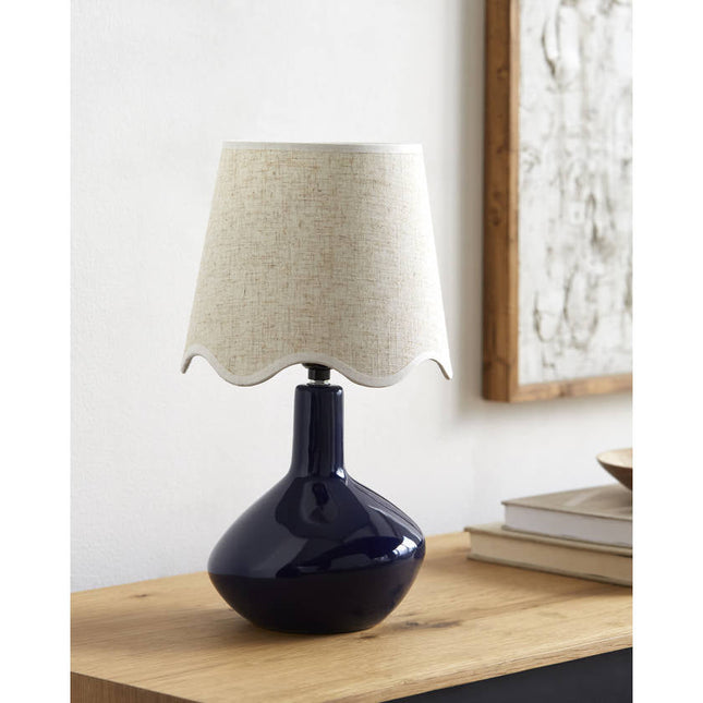 Eiman Rustic Dark Blue/Wheat Table Lamp Home Decor > Lighting > Lamp > Table Lamps TriadCommerceInc