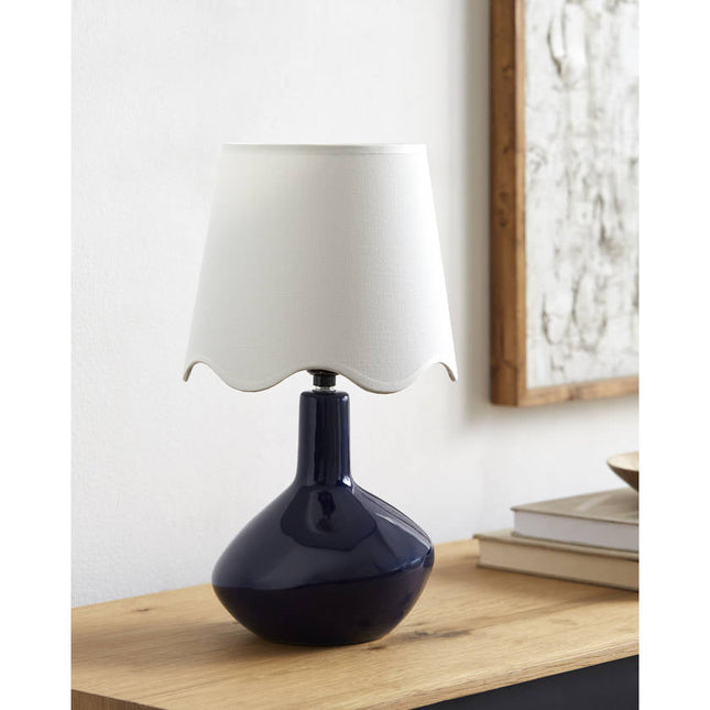 Eiman Rustic White/Dark Blue Table Lamp Home Decor > Lighting > Lamp > Table Lamps TriadCommerceInc