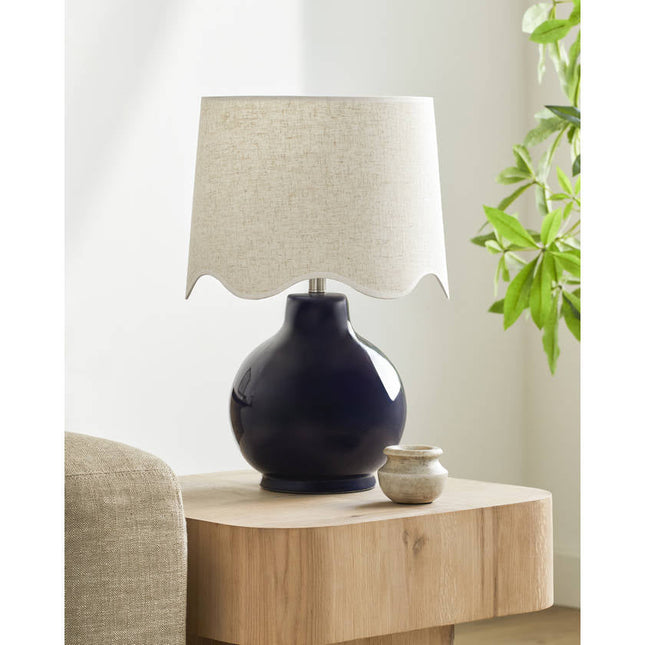Tereza Rustic Dark Blue/Wheat Table Lamp Lighting TriadCommerceInc