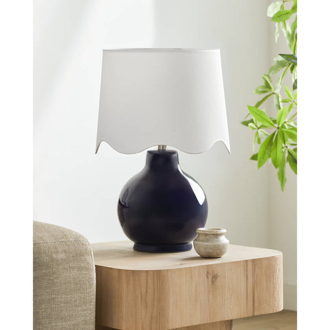 Tereza Rustic Dark Blue/White Table Lamp Lighting TriadCommerceInc