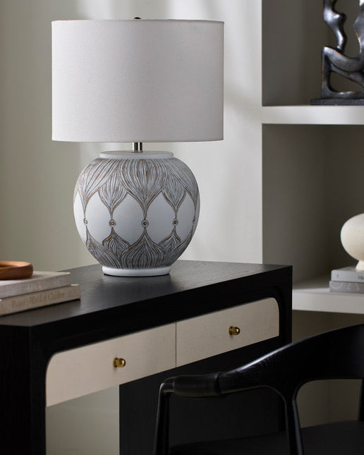 Neena Global White Table Lamp Home Decor > Lighting > Lamp > Table Lamps TriadCommerceInc