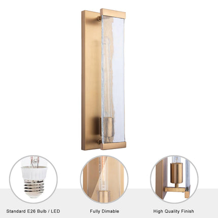 Adelman Gold Metal & Glass 1-Light Dimmable Wall Sconce Home Decor > Lighting > Wall Lighting > Wall Sconces TriadCommerceInc